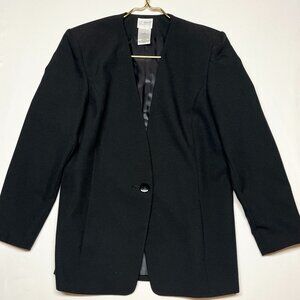 Liz Baker Essentials Size 12 Misses No Collar One Button Black Blazer